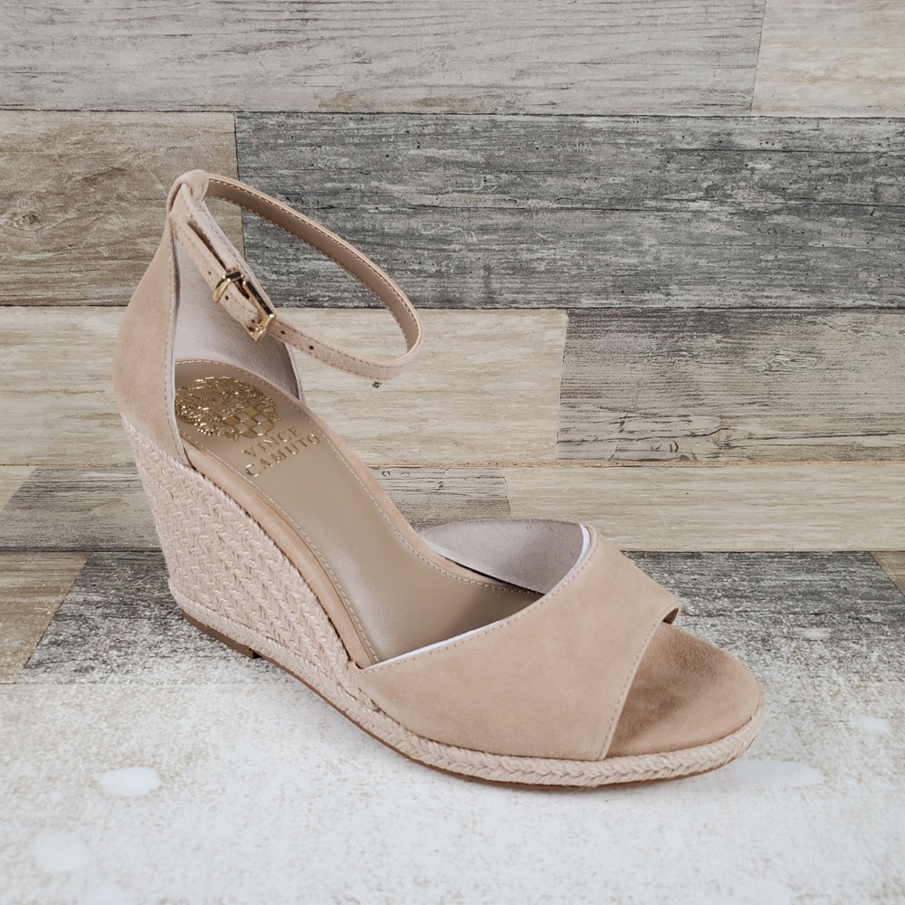 Vince Camuto Felyn Espadrille Womens Wedge Sandals Sz 7.5 M New Tortilla Suede